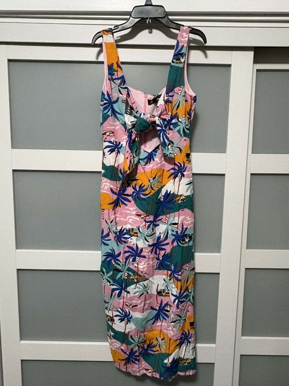 Sam Edelman Women's Dress Island Scene Midi I Bow bust sz 6 NWT NEW tropical